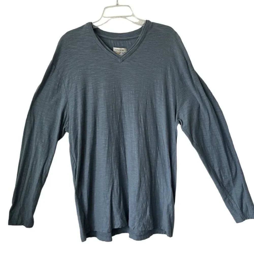 Colours Alexander Julian Long Sleeve Tee Blue Textured Fabric SX XXL